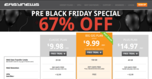 Easynews Black Friday promo